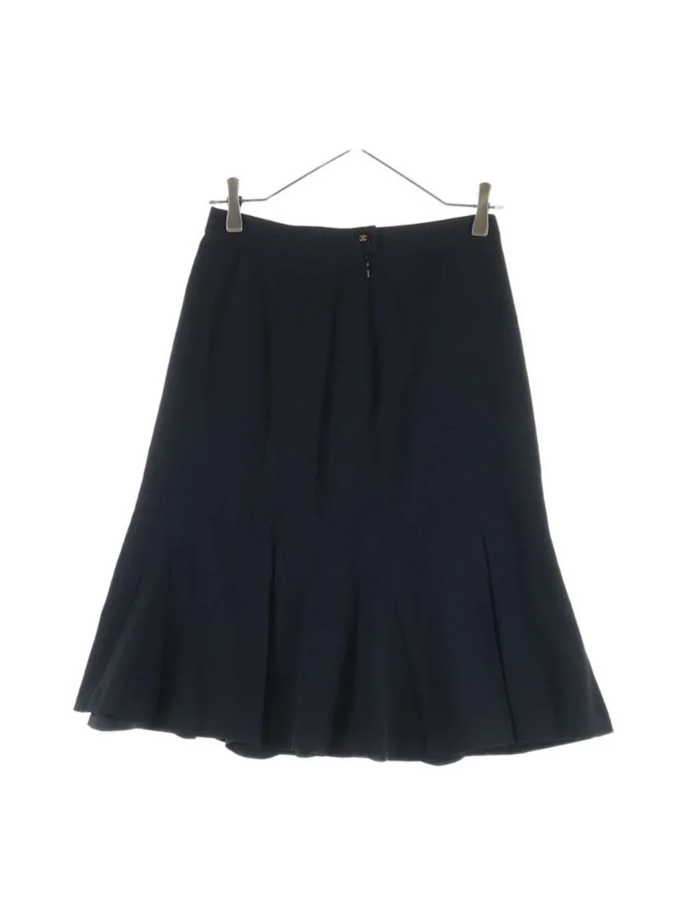 Chanel Wool CC Logo Button Fitted Mermaid Skirt Black